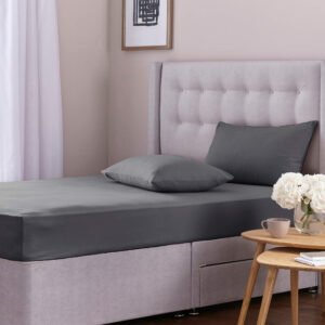 Silentnight Brushed Cotton Fitted Sheet and Pillowcase Set – Charcoal