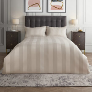 Silentnight Pure Cotton Wide Sateen Stripe Duvet Set - Champagne