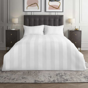 Silentnight Pure Cotton Wide Sateen Stripe Duvet Set - White