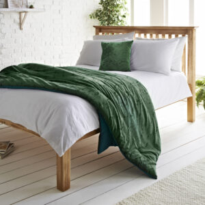Cosmopolitan Velvet Touch Cushion & Throw Bundle - Samoa Green