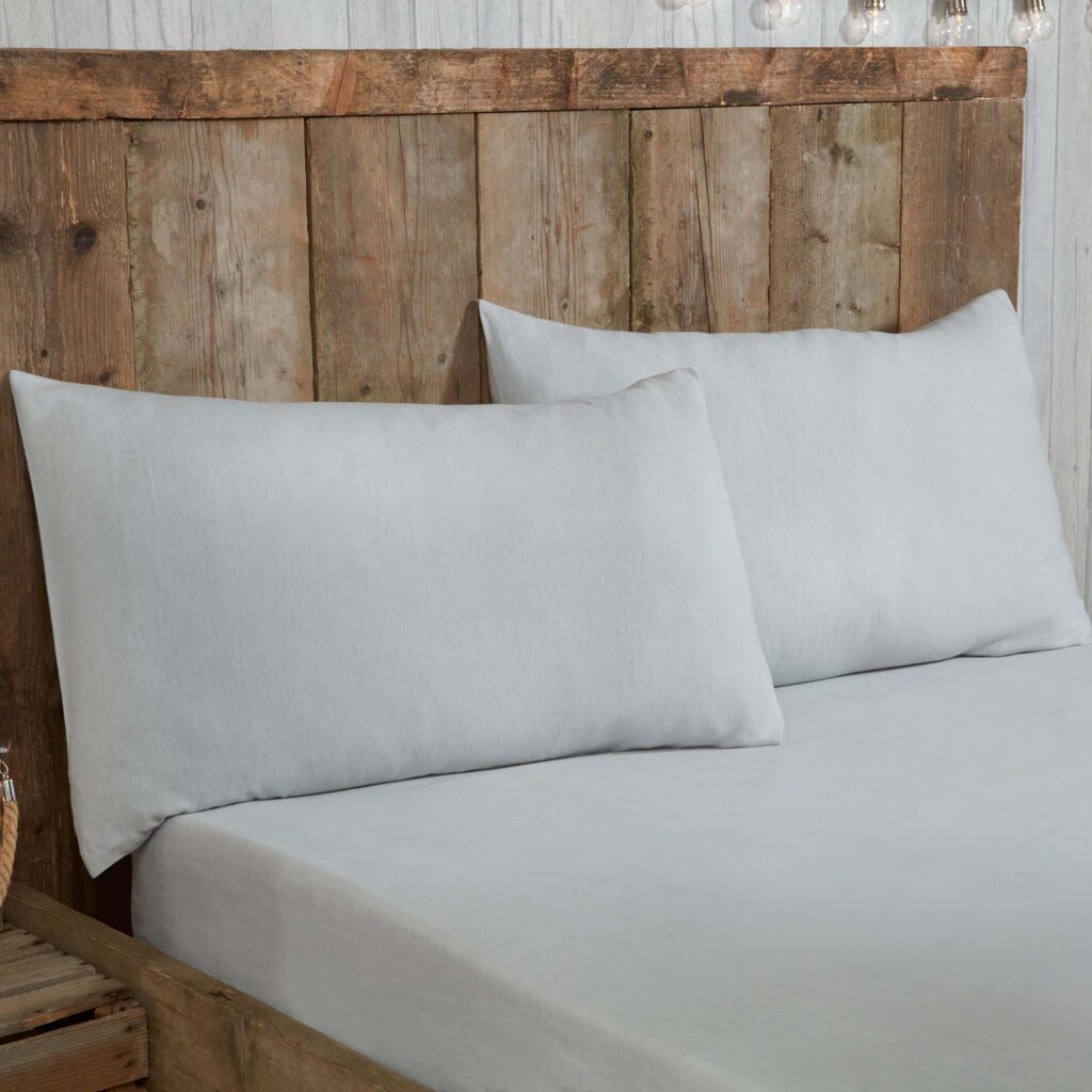 Sanctuary Brushed Cotton Housewife Pillowcase Pair - Silver