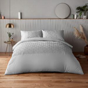 Silentnight Silver Chevron Embossed Duvet Set