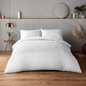 Silentnight White Chevron Embossed Duvet Set