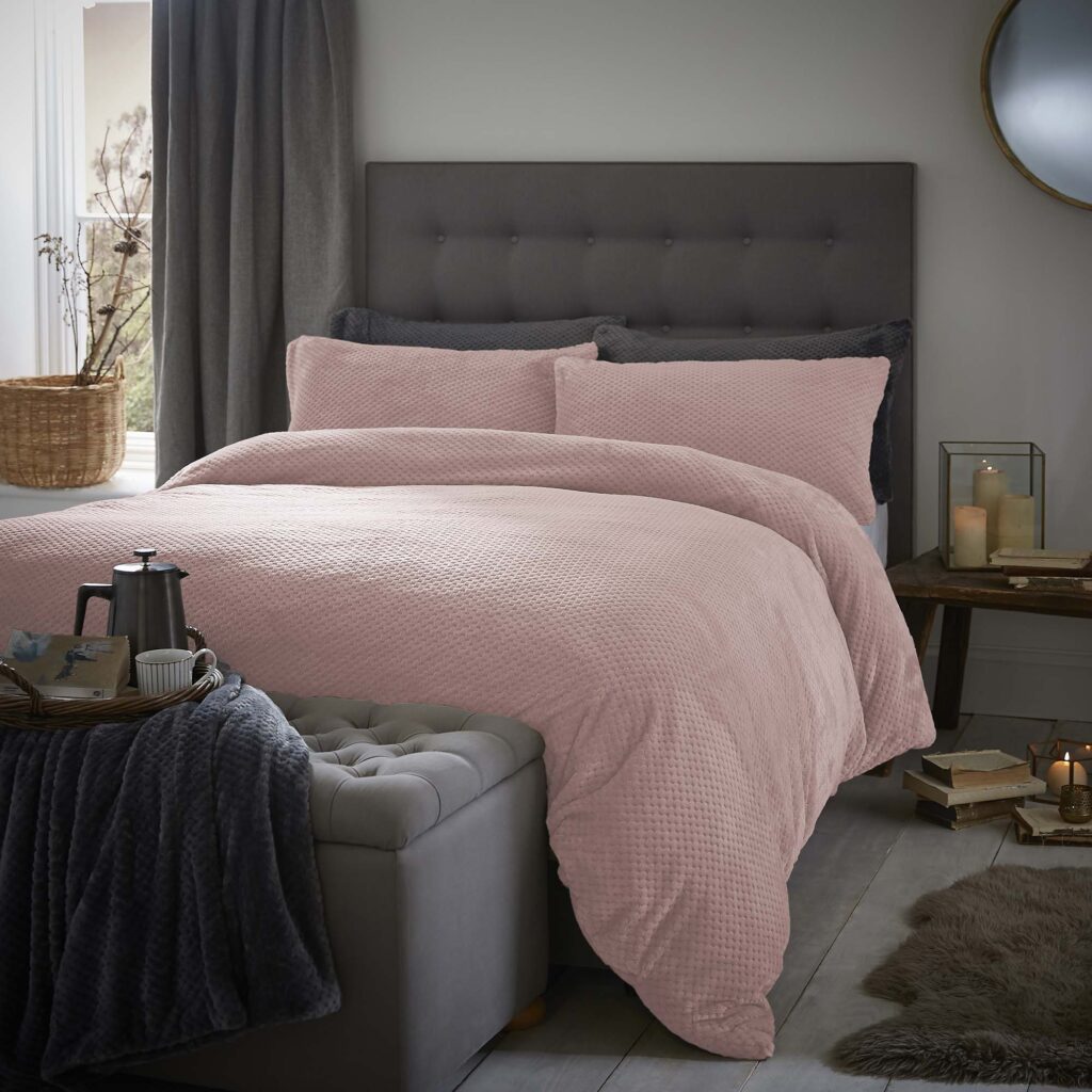 Silentnight Waffle Fleece Duvet Set - Blush