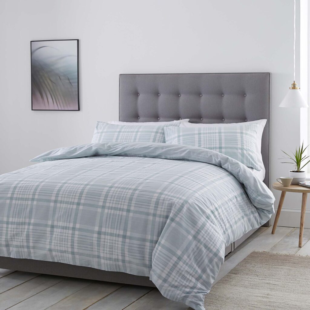 Silentnight Nils Check Duvet Set - Duck Egg
