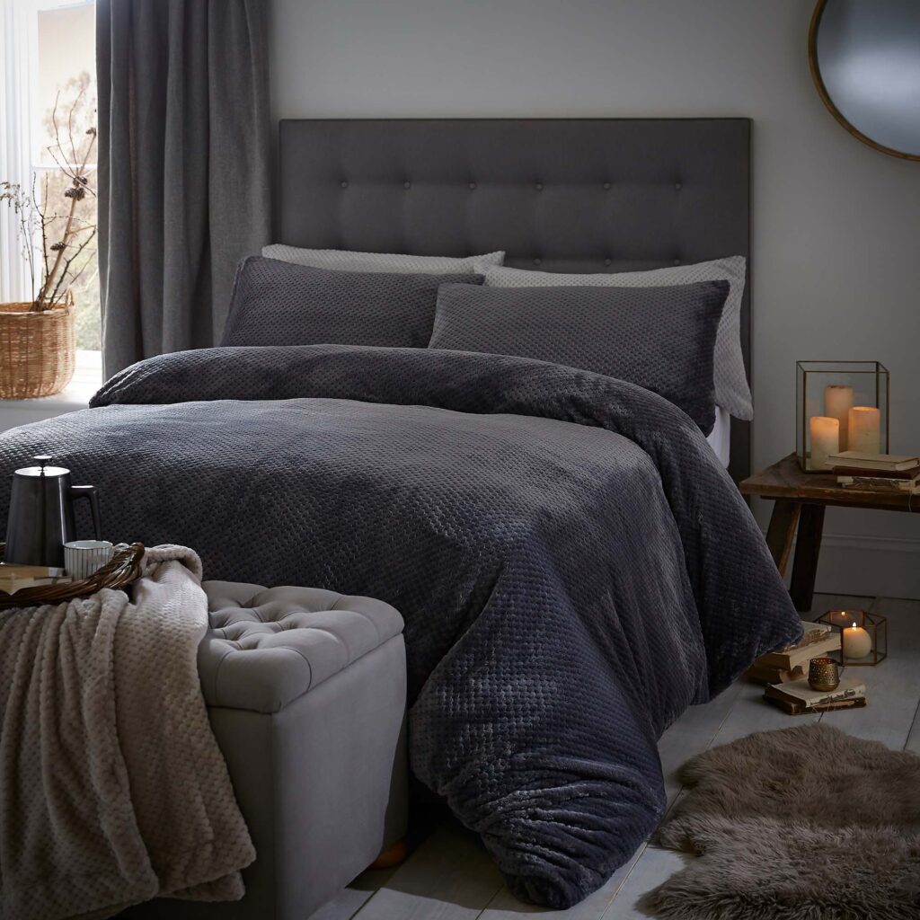 Silentnight Waffle Fleece Duvet Set - Charcoal