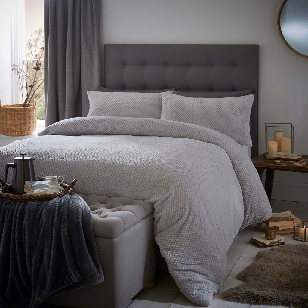 Silentnight Waffle Fleece Duvet Set - Platinum